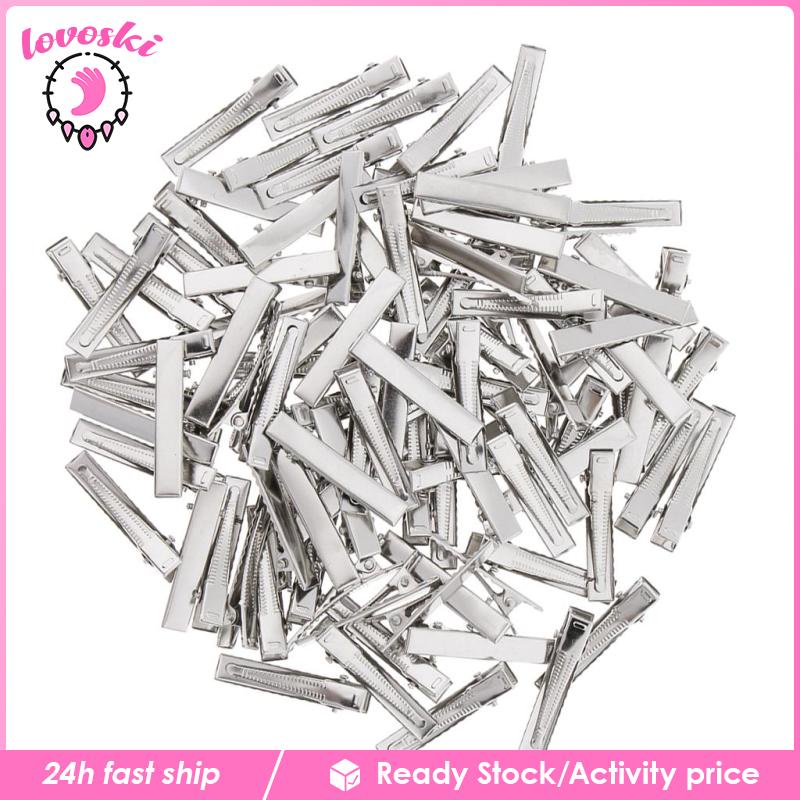 Set 100 Kẹp Tóc Cá Sấu Hình Vuông diy Bằng Kim Loại Cho Bé Gái