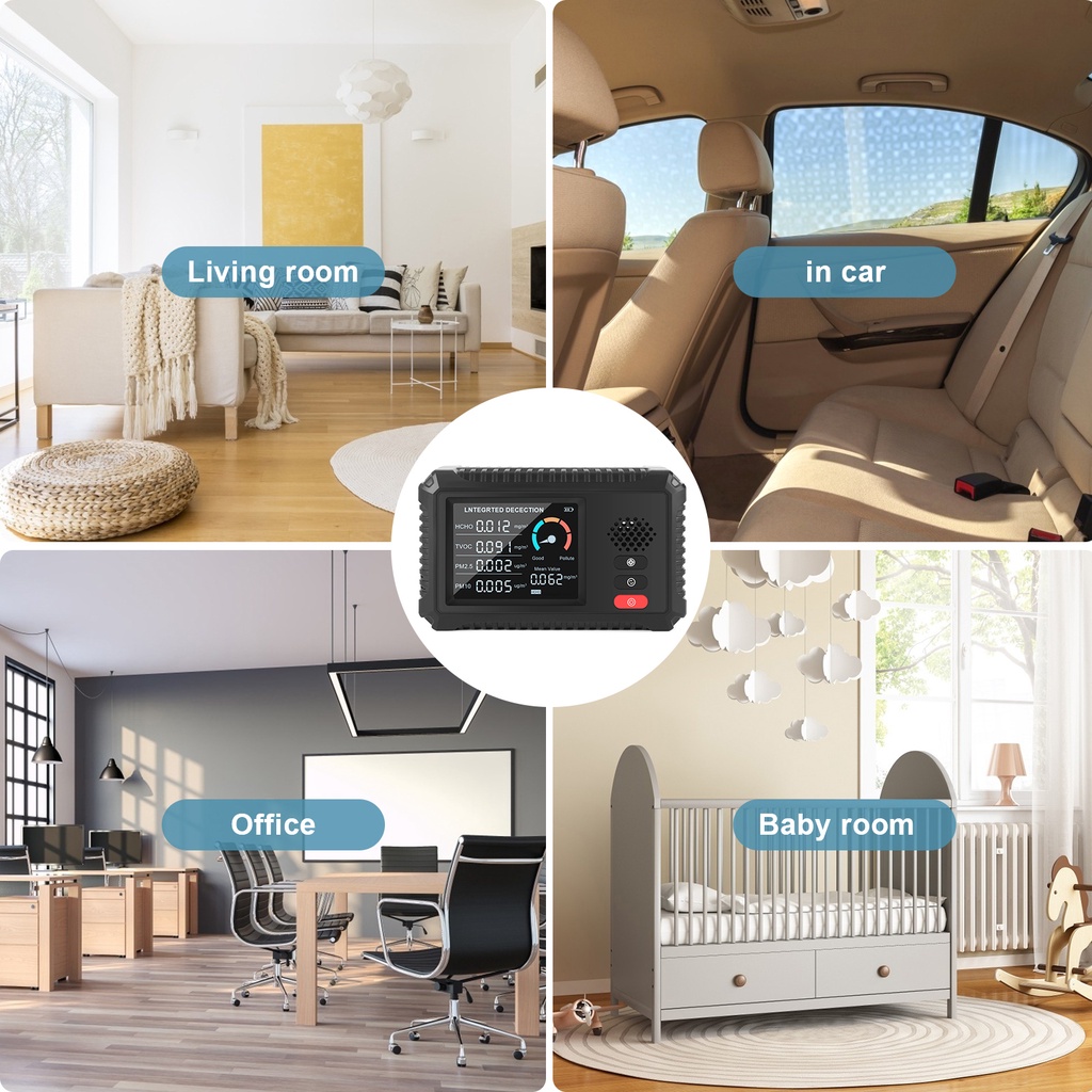 Xiaomi Youpin Air Quality Detector Máy theo dõi chất lượng không khí đa năng HLW-101 TVOC HCHO PM2.5 PM10 Máy dò khí Máy phân tích khí Nhà văn phòng ngoài trời