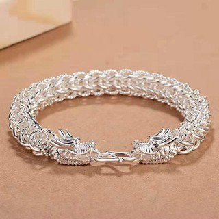 Lắc tay nam bạc hình đầu rồng sành điệu thời trang lt2daurong06