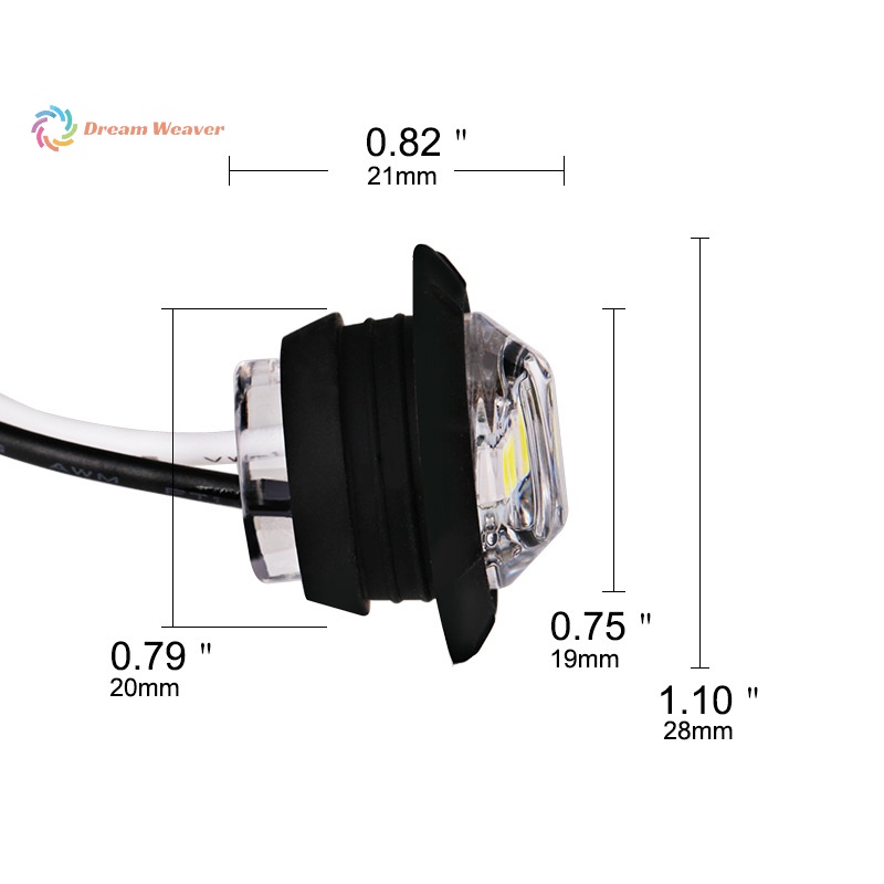 1 Đèn Tín Hiệu Tròn 3led 3 / 4 "Màu Vàng / Trắng Cho Xe Tải