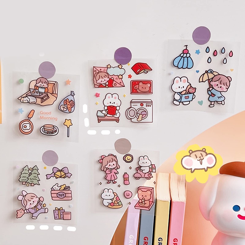 Set hộp 100 tấm sticker 1000 hình dán chống nước nhiều phong cách cute dễ thương   RYVN
