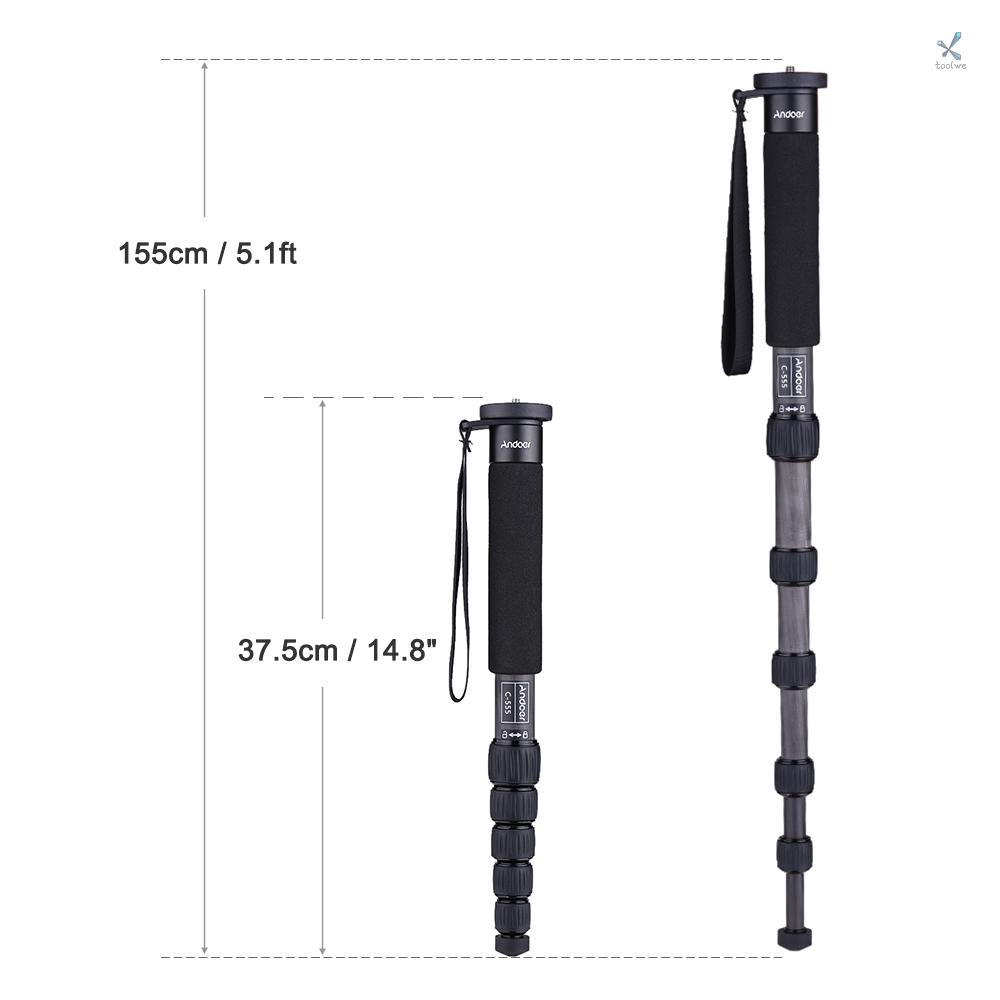 Máy Ảnh andoer c-555 155cm / 5.1ft Chất Liệu Sợi carbon 6 Khớp Nối Với Túi Đựng Máy Quay Hành Trình 10kg / 22lbs 10kg Chuyên Dụng
