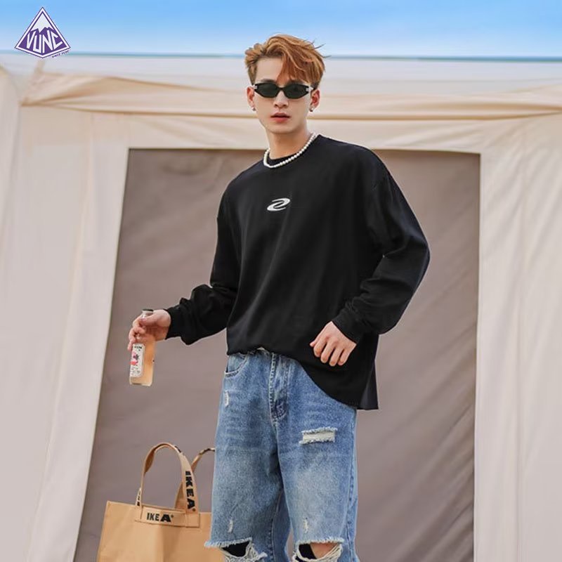 Vunc Áo sweater Tay Dài Cổ Tròn In Họa Tiết Phong Cách hip hop Đường Phố Mỹ Dễ Phối Đồ Cho Nam