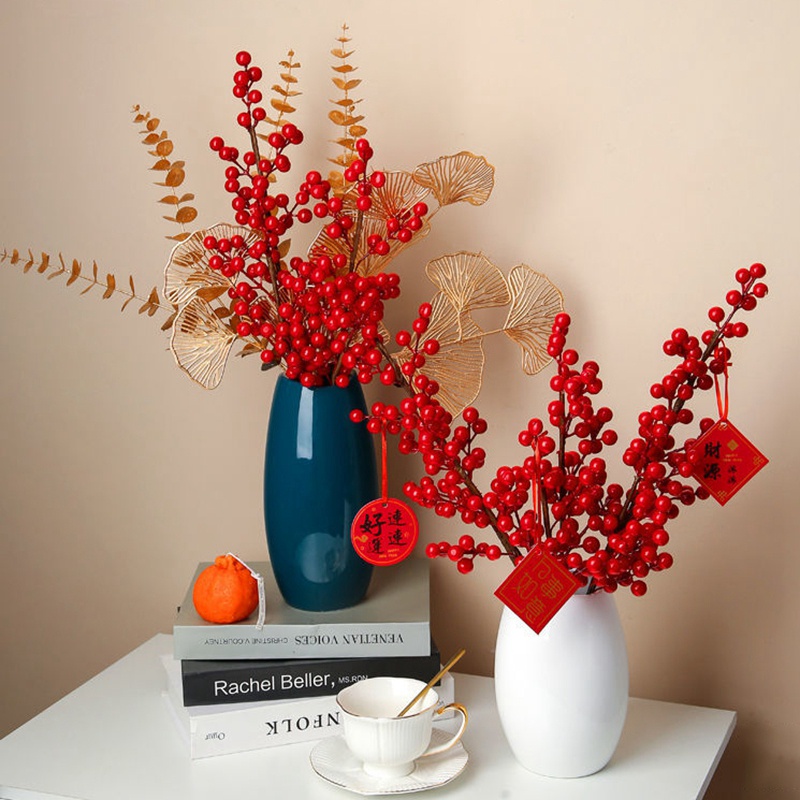 Hoa Quả Mọng Đỏ Trang Trí Giáng Sinh Năm Mới Để Bàn