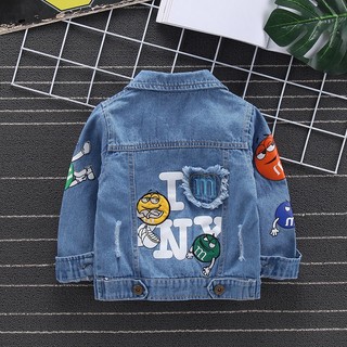 2023YoYo Áo khoác denim thời trang mới cho bé trai 3-8 tuổi