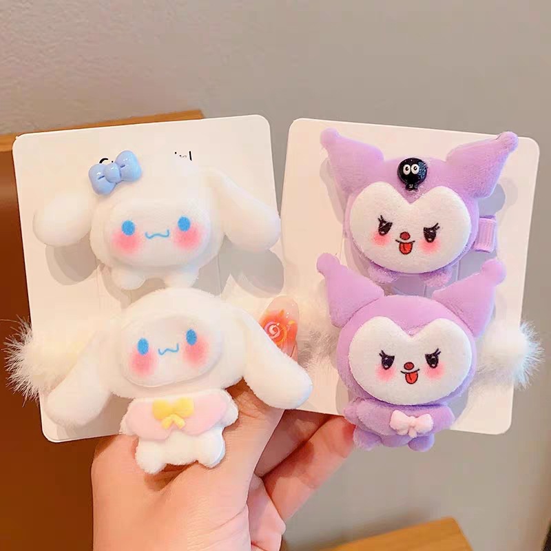 SANRIO Dễ Thương Kẹp Tóc Lông Xù Kiểu Hoạt Hình Đáng Yêu Cho Nữ Kiểu Hàn Quốc