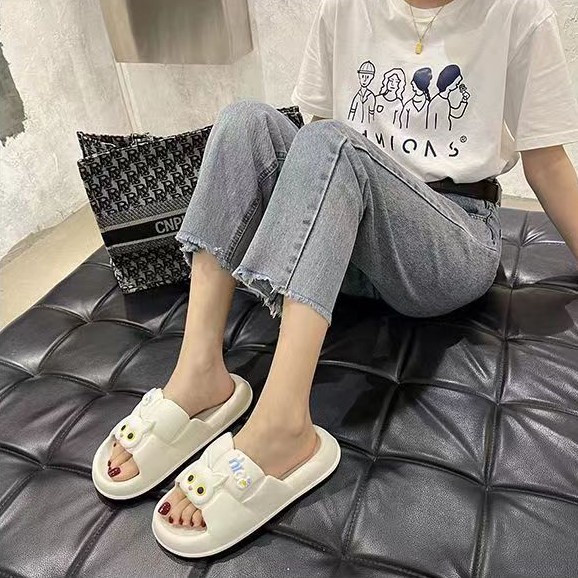 Dép Quai Ngang Nữ Đi Trong Nhà Chống Trượt In Hình Mèo