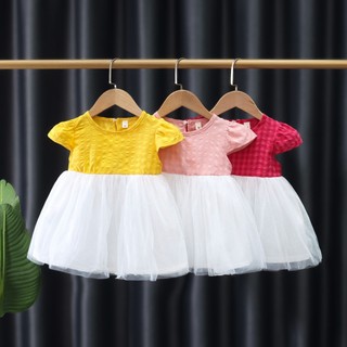 Đầm tutu màu hồng phối lưới thời trang mùa hè cho bé gái
