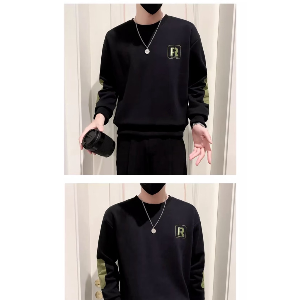 Áo Thun Nỉ Tay Dài Cổ Tròn Phong Cách Thời Trang Mới Cho Nam