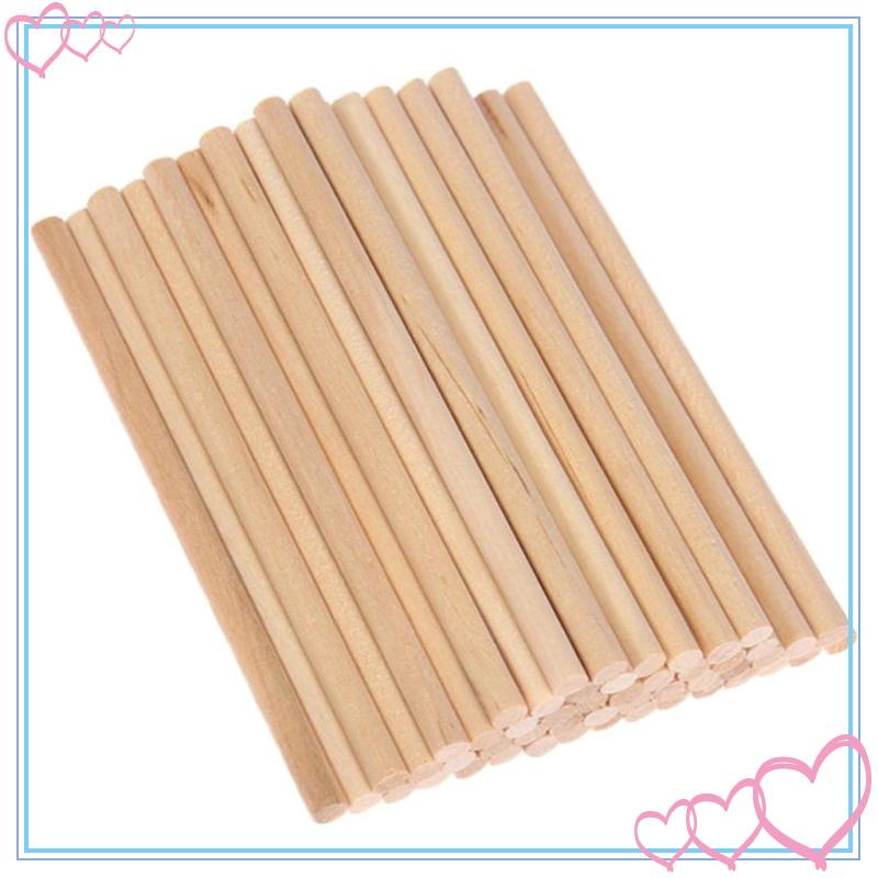 Set 50 Que Gỗ Tròn 10cm / 15cm / 20cm Đường Kính 5mm