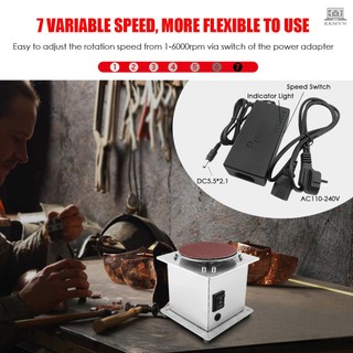 Mini Bench Disc Sander Electric Edge Sharpener 7 Variable Speed 20 Sanding Discs Self-adhesive DIY Benchtop Sanding Polishing Grinding Machine for Wood Plastic Metal