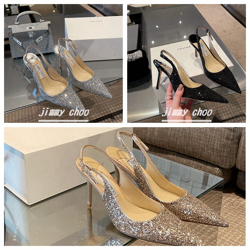 Giày Cao Gót 8cm Da Cừu Lấp Lánh Mũi Nhọn Thoải Mái Thời Trang Cho Nữ 34~40 up0s