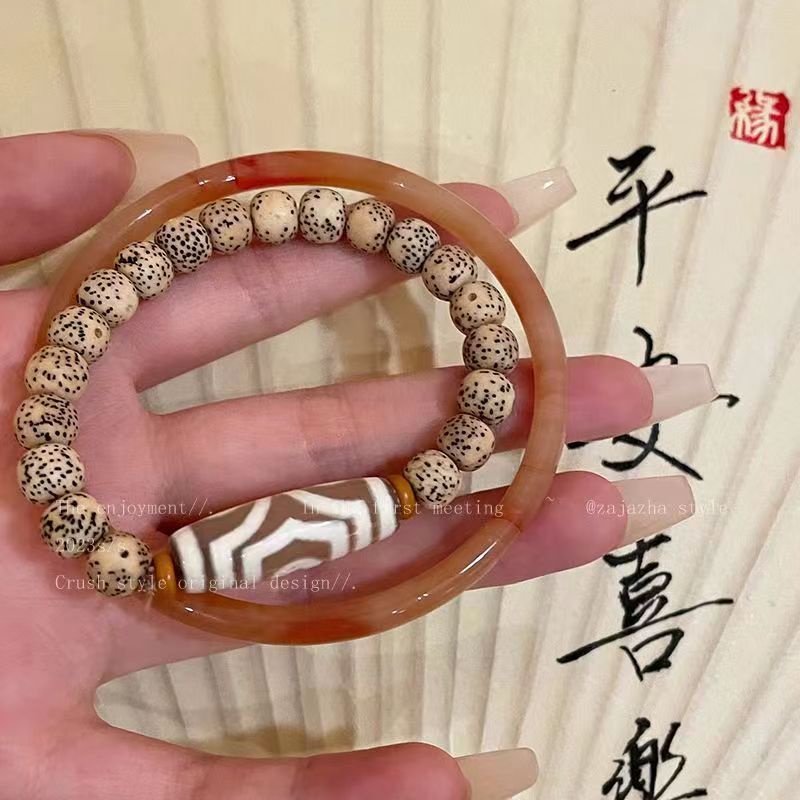 Vòng Tay Hạt Gỗ Đàn Hương Góc Tròn Phong Cách retro Cho Nữ