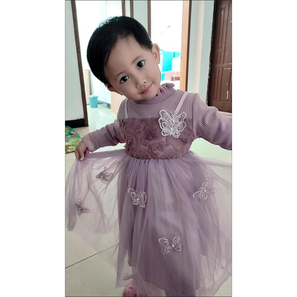 Đầm Dệt Kim Tay Dài Phong Cách Công Chúa Thời Trang Thu Đông Kiểu Mới Dành Cho Bé Gái