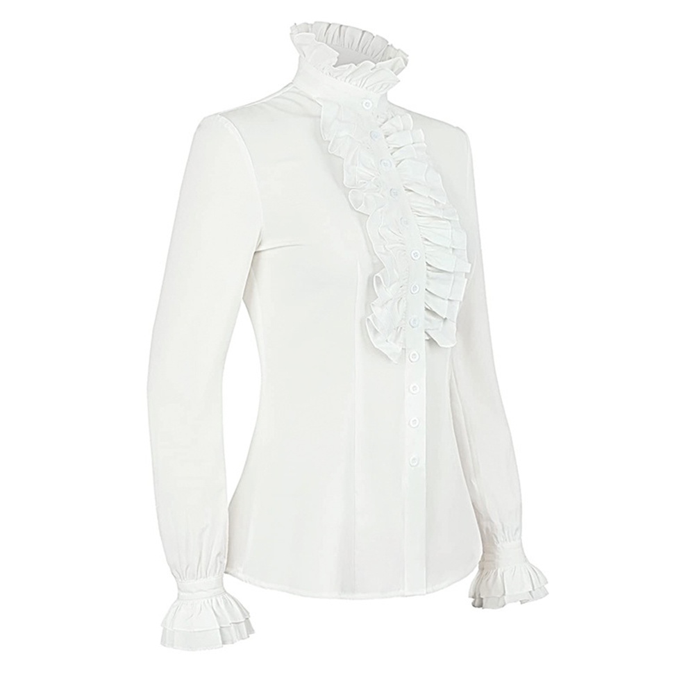 Victoria Áo Sơ Mi polyester Màu Trơn Không Co Giãn Phong Cách vintage