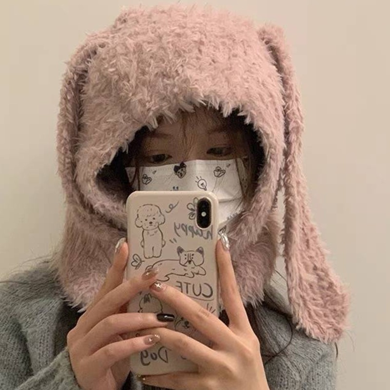 Mũ Tai Thỏ Che Nắng Chống Gió Thời Tiết Mùa Đông Cho Nữ