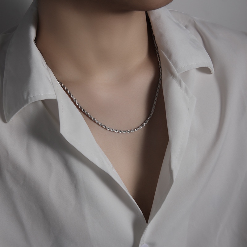 Vòng cổ Dạng Xoắn Bằng Thép Titan Không Gỉ Phong Cách hip hop Châu Âu Thời Trang Cho Nam