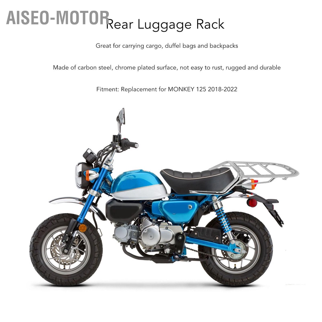 Aiseo-Motor Thay thế kệ để hành lý phía sau bằng thép carbon mạ Chrome cho MONKEY 125 2018‑2022