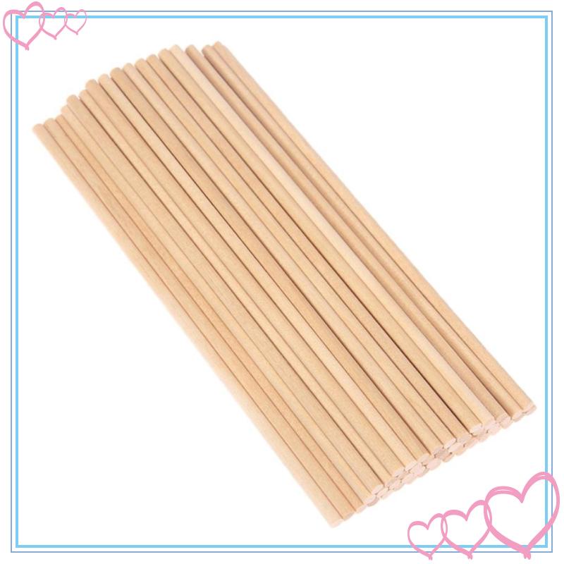 Set 50 Que Gỗ Tròn 10cm / 15cm / 20cm Đường Kính 5mm