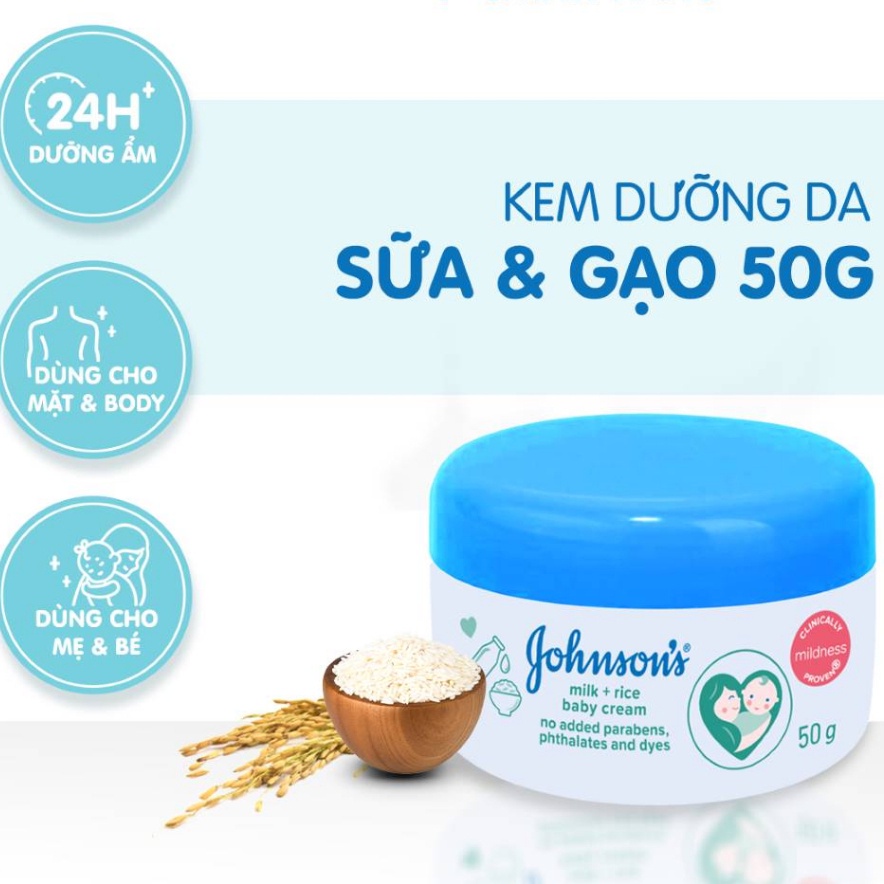 Kem Dưỡng Ẩm Chứa Sữa Và Gạo Johnson's Baby 50g