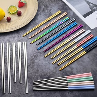 Đũa ăn bằng thép không gỉ chịu nhiệt cao cấp, đũa inox màu tự chọn, đũa ăn cơm inox 304, đũa chất liệu inox thân thiện với môi trường