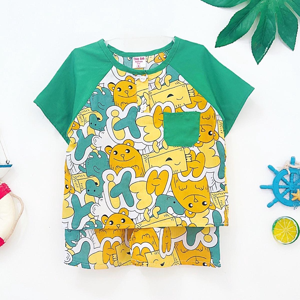 TOLEXINH  Bộ tay ngắn quần đùi phối màu bé trai - vải loại 1