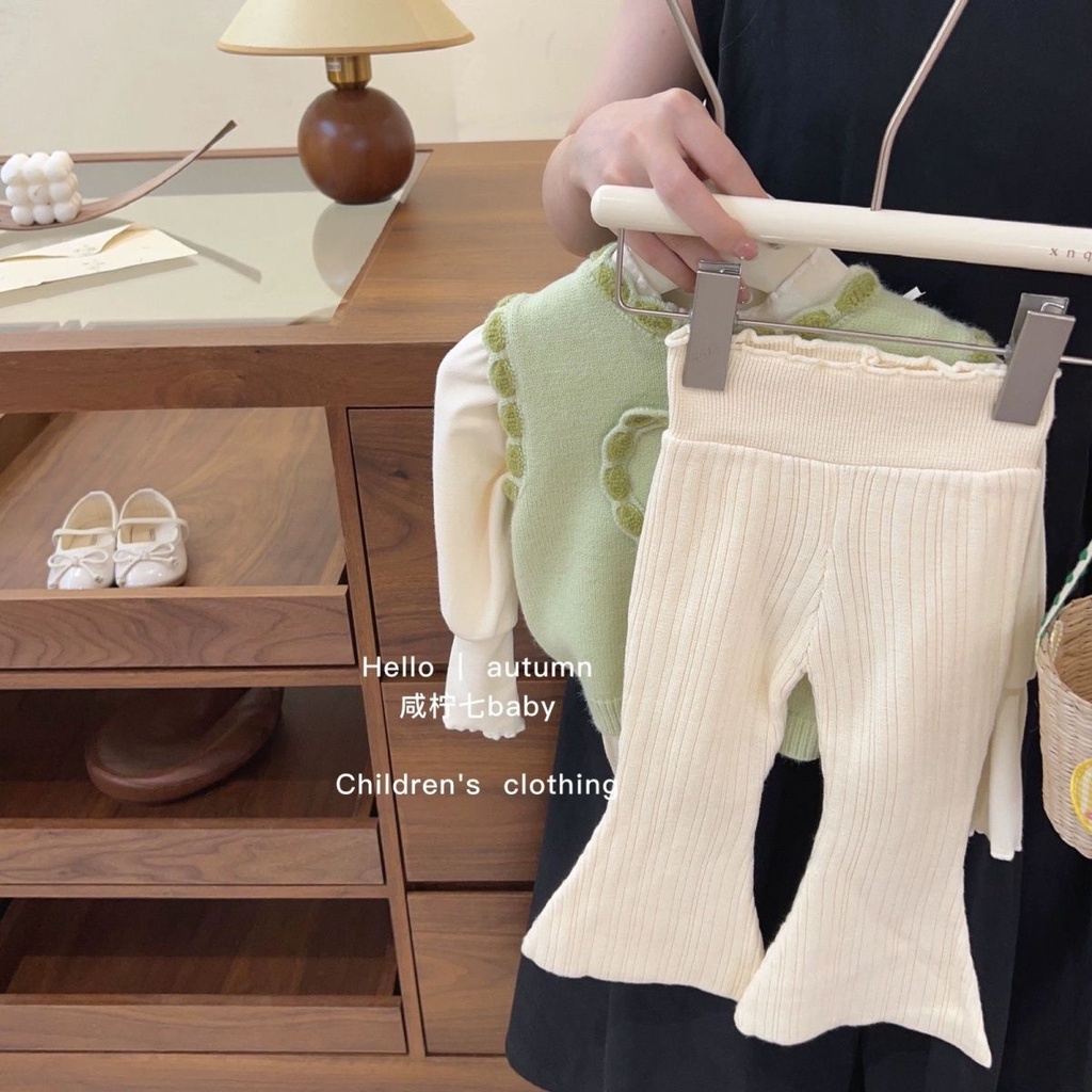 Baby 2023 Áo vest Dệt Kim Trái Tim Ngọt Ngào Mùa Thu Mới