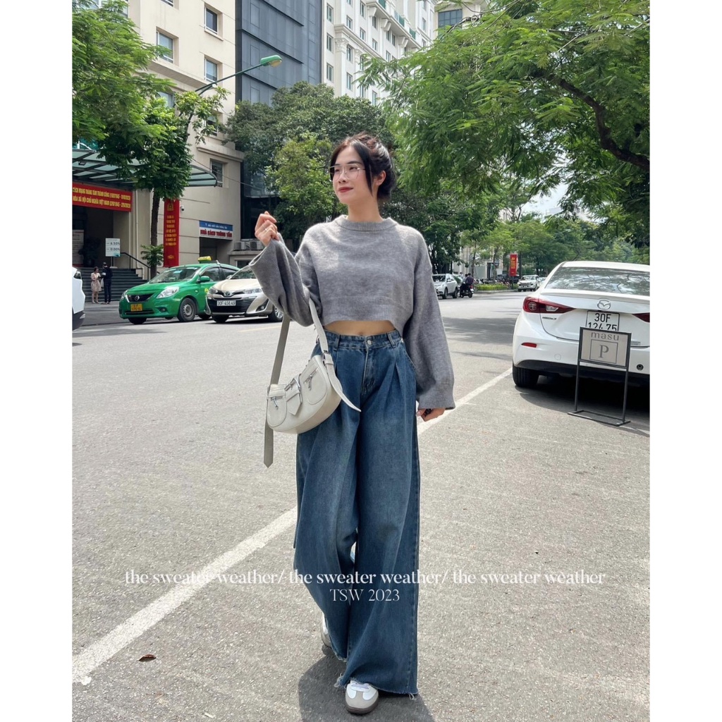ÁO LEN trơn cổ tròn croptop,  Aolencroptoptron786_HOT TREND 2023