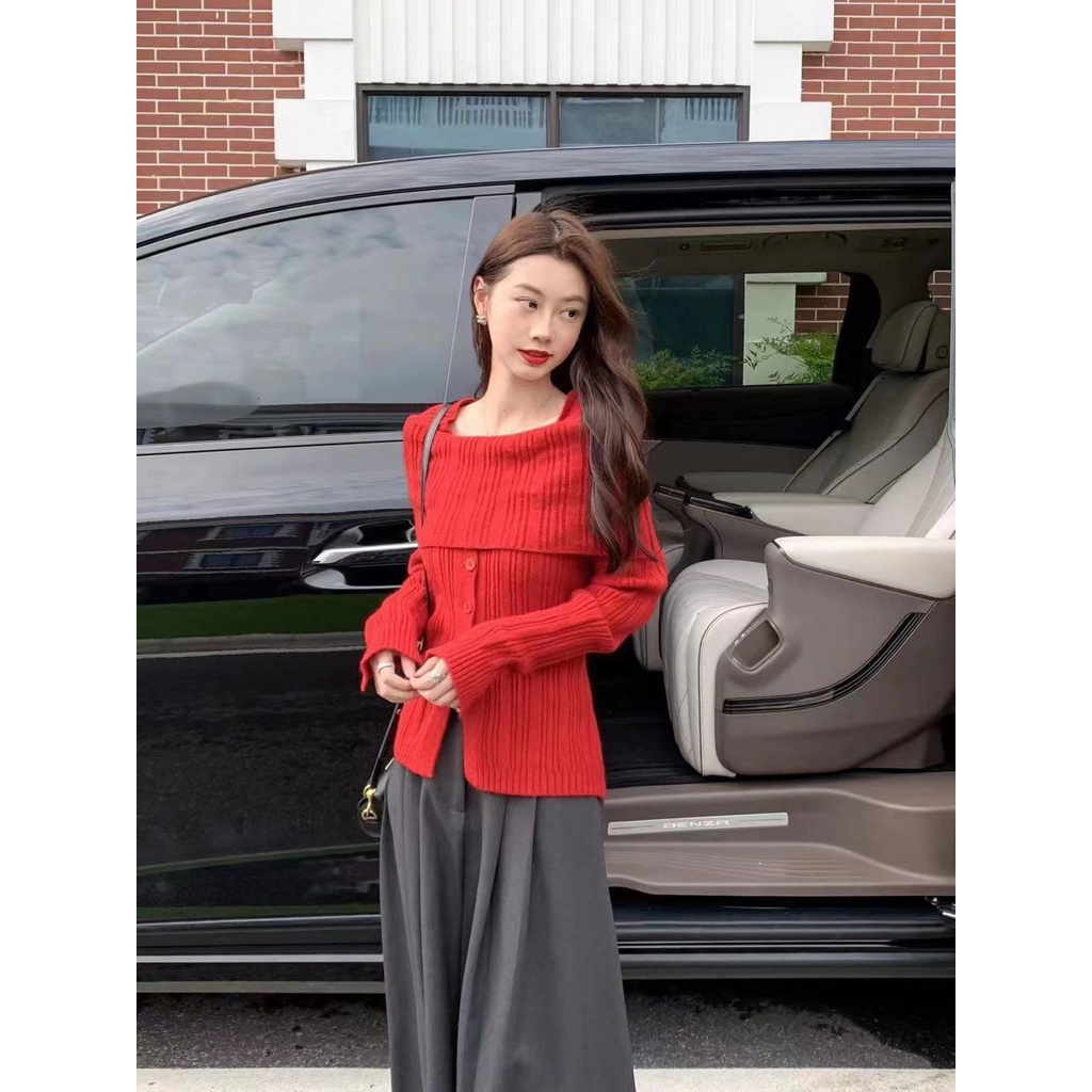 Áo cardigan dệt kim dài tay màu trơn tôn dáng ngọt ngào và cay phong cách Hàn Quốc mùa thu cho nữ