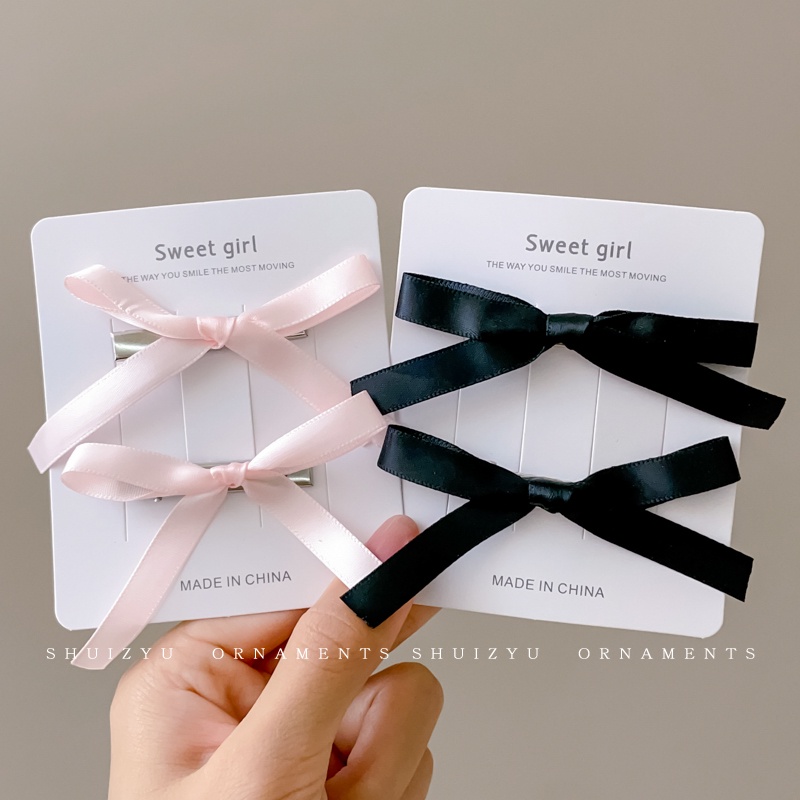 Set 2 Kẹp Tóc Nơ Ruy Băng Dễ Thương Thời Trang Hàn Quốc Cho Nữ