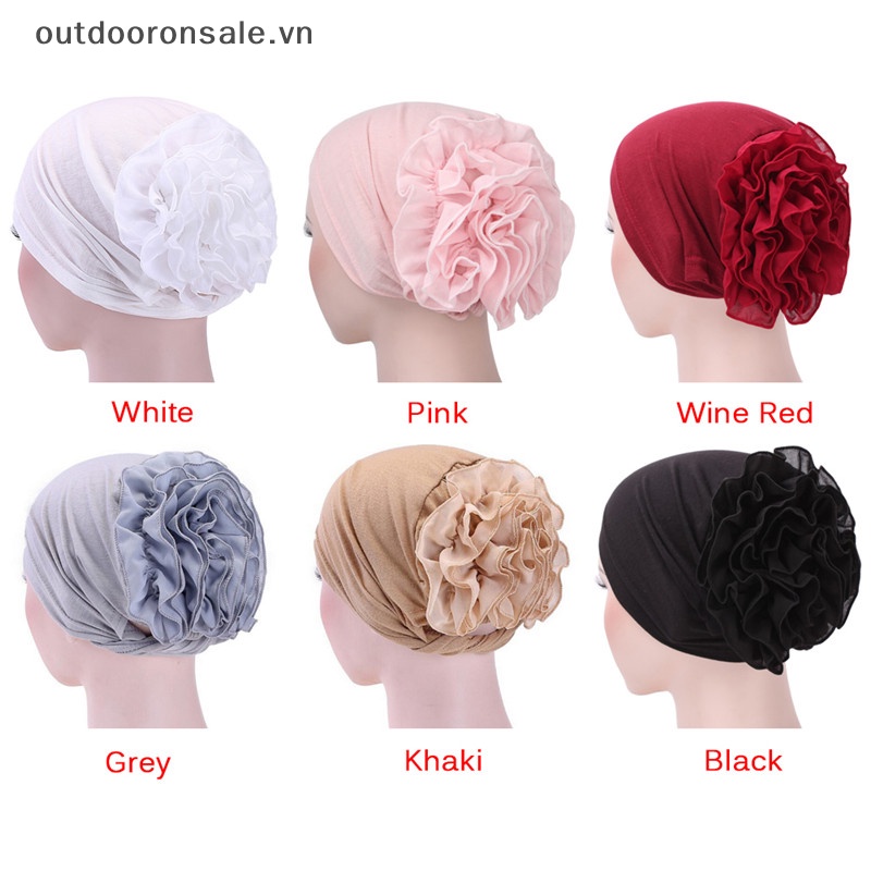 Khăn Trùm Đầu turban Co Giãn In Hoa Xếp Ly hijab Ấn Độ Cho Nữ