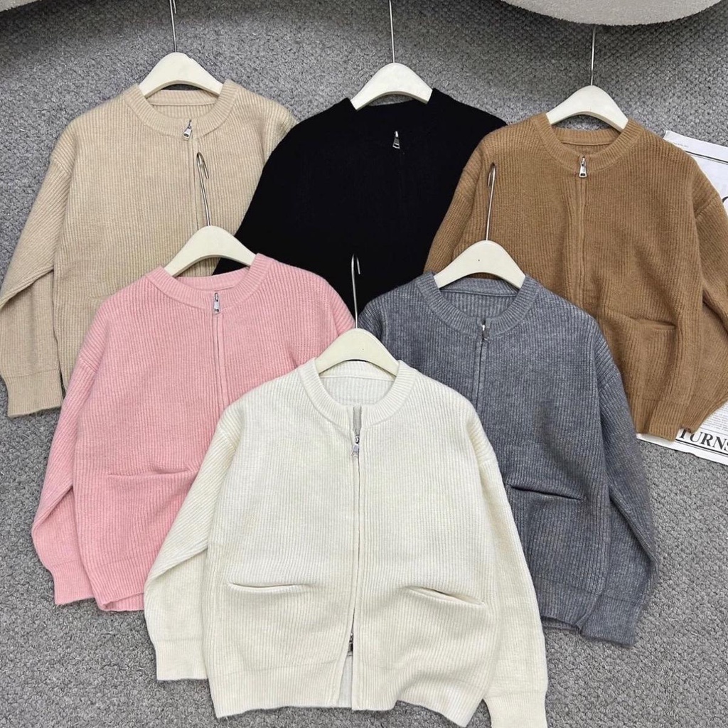 Y25 Áo khoác len cardigan  khoá 2 đầu có túi  hàng quảng châu chất đẹp yansoo