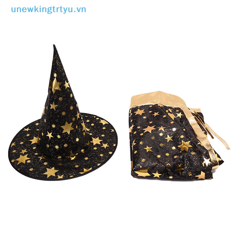 Unewtyu set 2 Áo Choàng Và Nón Phù Thủy Hóa Trang halloween Cho Bé vn