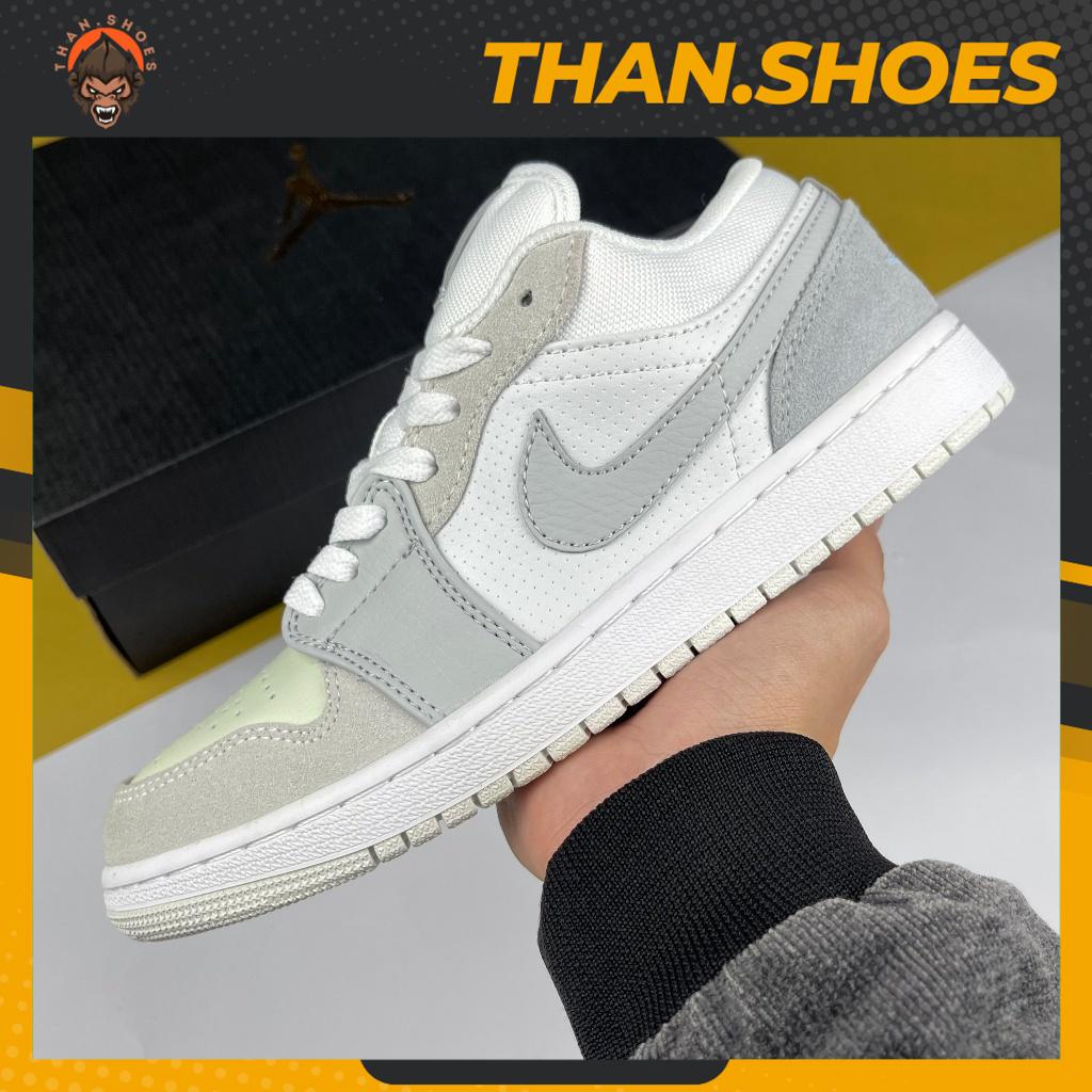 Giày JD1 Low Paris, JD1 Thấp Trắng Xám Gót Xanh - Than.Shoes