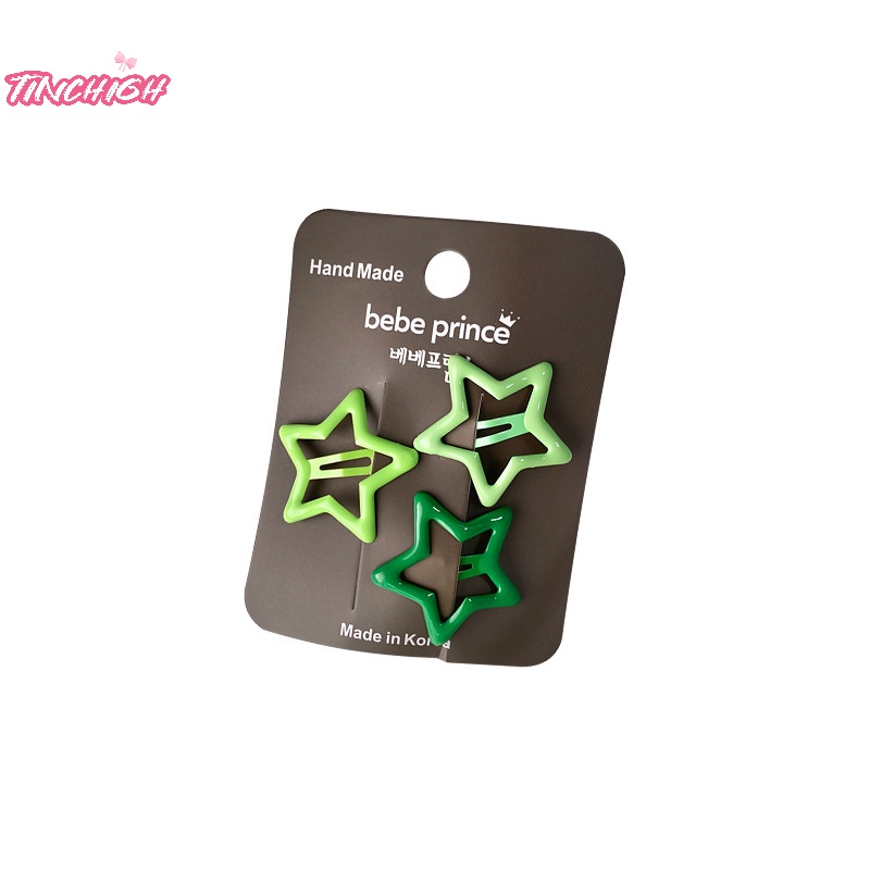 Bộ 3 Kẹp Tóc bb y2k Bằng Kim Loại Hình Ngôi Sao Nhiều Màu Dễ Thương Cho Bạn Gái