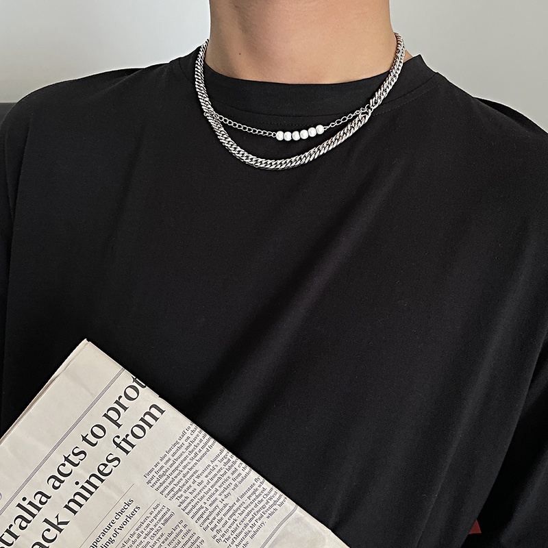 Dây Chuyền Nam Nữ Đính Đá Lấp Lánh Thời Trang Ngầu Merin Accessories Chất Liệu Titan Không Gỉ - Vòng Cổ Đính Đá