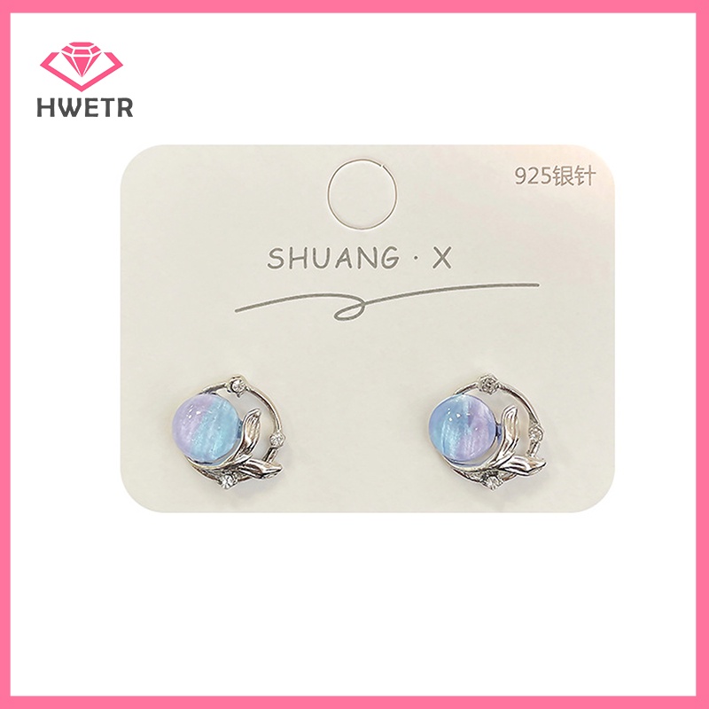 Hwetr Khuyên Tai Đính Đá Mắt Mèo Hình Hành Tinh Tinh Cá Tính Cho Nữ Mới