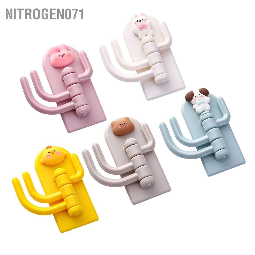 Nitrogen071 Móc treo tự dính Đấm xoay miễn phí 3 móc tường hình động vật dễ thương cho chìa khóa
