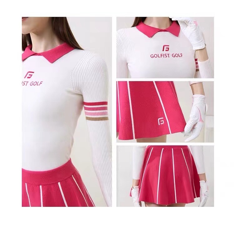 Bộ Trang Phục Áo sweater Dệt Kim Thân Thiện Với Da Dáng Ngắn Thời Trang Mùa Thu Cho Nữ Chơi golf Fj2