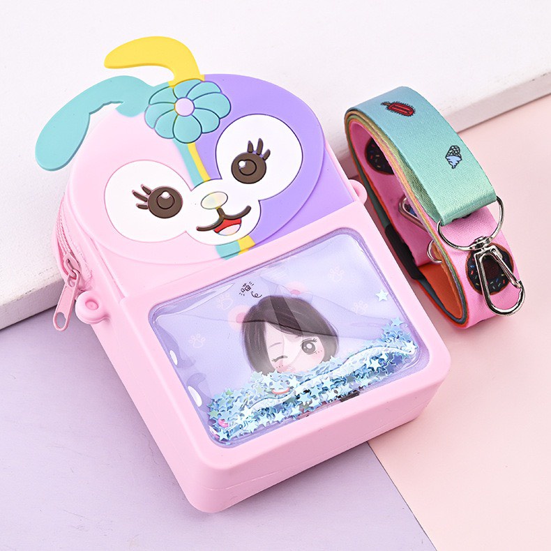 Túi xách silicon pop it kim sa hình thỏ hoa đeo chéo thời trang đựng bao bì lì xì, mỹ phẩm