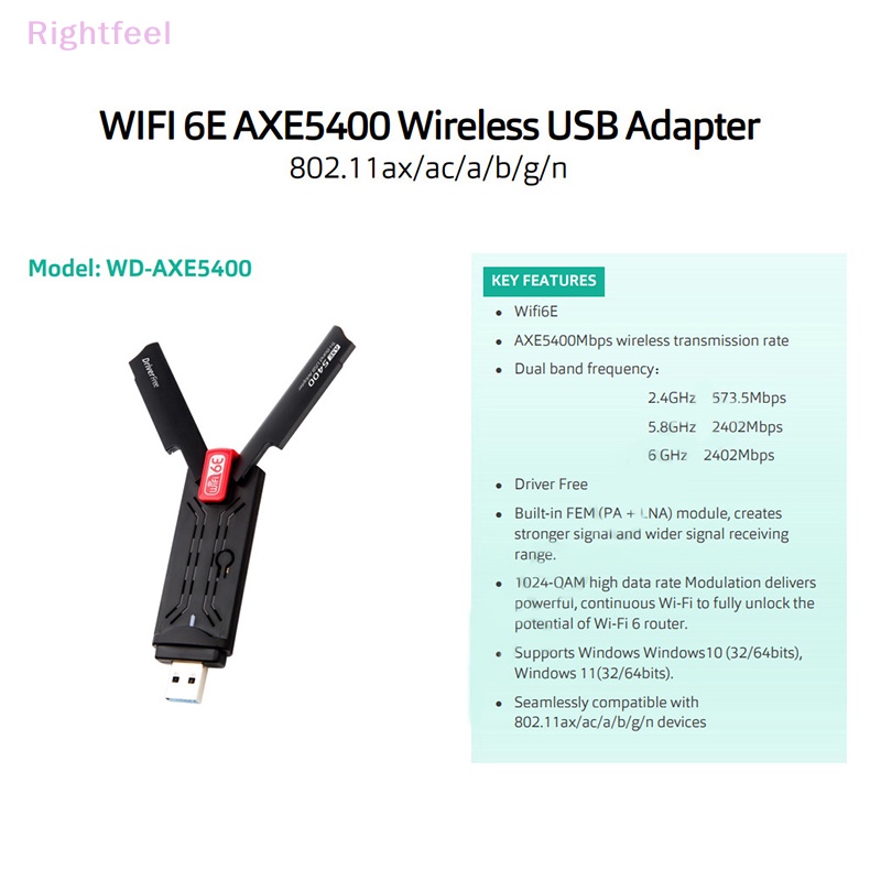 Usb wifi ax5400m 6E 2.4g & 5g & 6ghz usb 3.0 6 Chất Lượng Cao Mới
