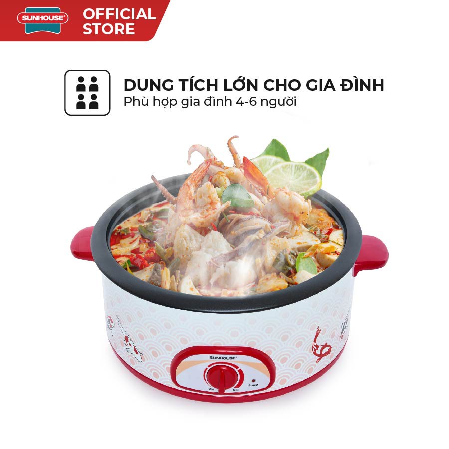 Lẩu điện Sunhouse SH525L , đã năng , nấu , xào , dán , lẩu