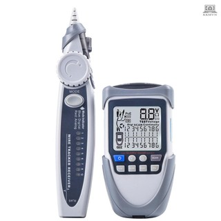 Handheld Portable Network Cable Tester LCD Large Screen Display Digital Wire Trackers Continuity Battery Voltage Polarity Checking POE Test Multi-function Cable Tester with Flashlight