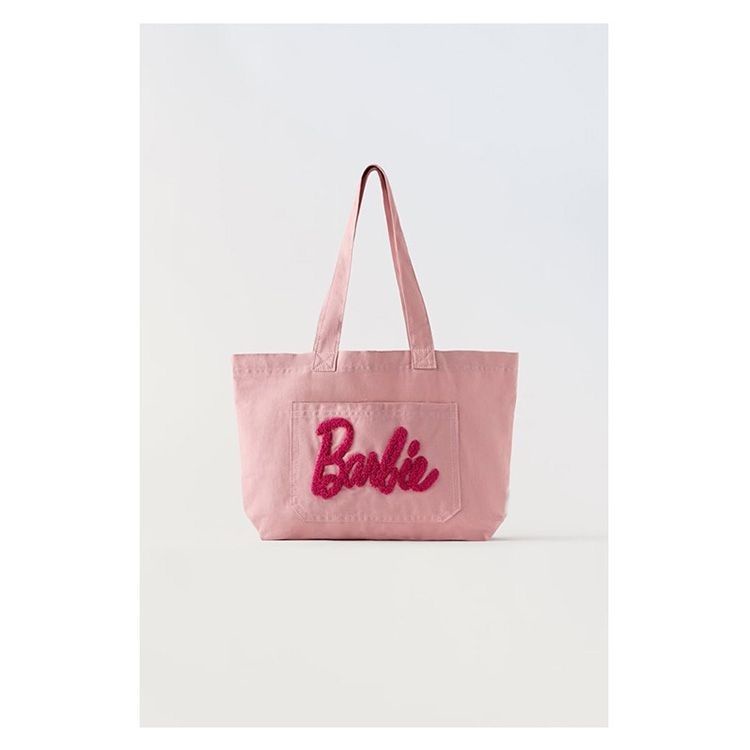 Túi Hồng Búp Bê barbie riconini Hoa Hồng! Túi Xách Tay Bằng Vải canvas Cỡ Lớn Thêu Trang Trí Dễ Thương Dành Cho Nữ