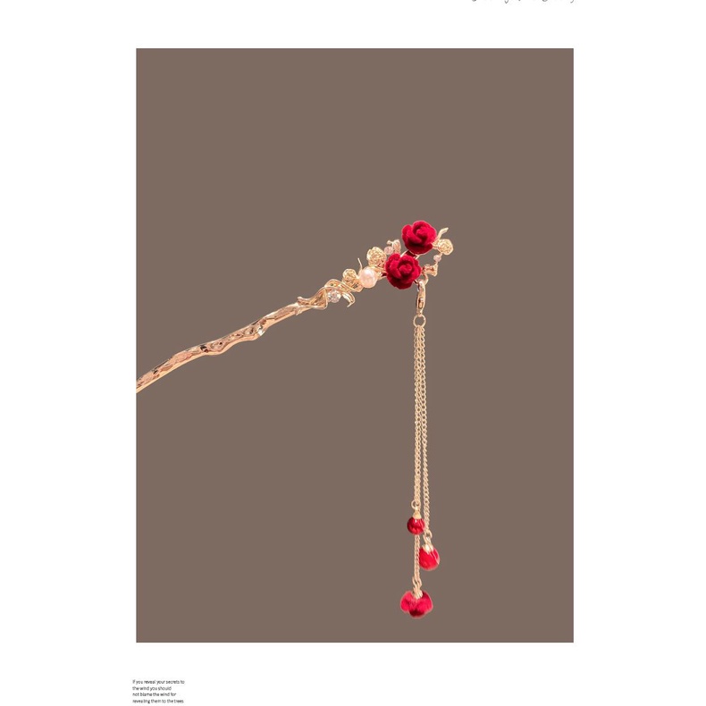 Trâm Cài Tóc Hình Hoa Hồng Phối Tua Rua Phong Cách Cổ Điển Cho Cô Dâu