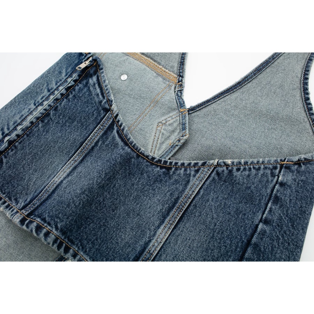 Áo vest Cao Bồi Giải Trí Không Đối Xứng Đa Năng 940102