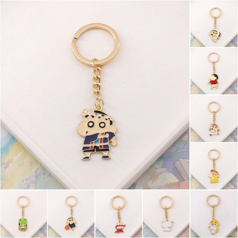 Móc khóa MMULCK kim loại hai mặt hình chú chó Shin-chan hoạt hình cho cặp đôi