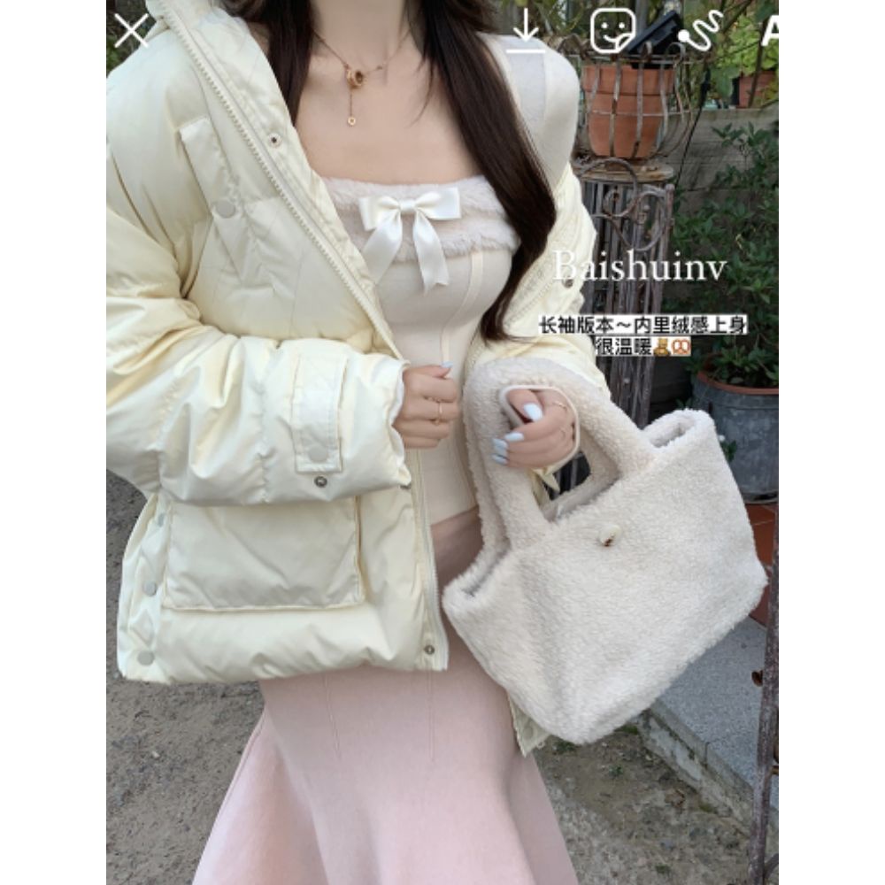 Áo Thun Tay Dài Dáng Ôm Đính Nơ Thời Trang Quyến Rũ Cho Nữ