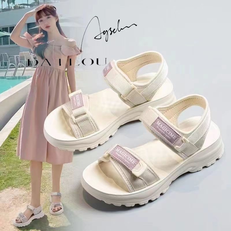 DAILOU  dép nữ dép sandal nữ 2023 hotsale Chống bám bụi Thoáng khí Tự nhiên Độn đế FDL239027B38Z230920