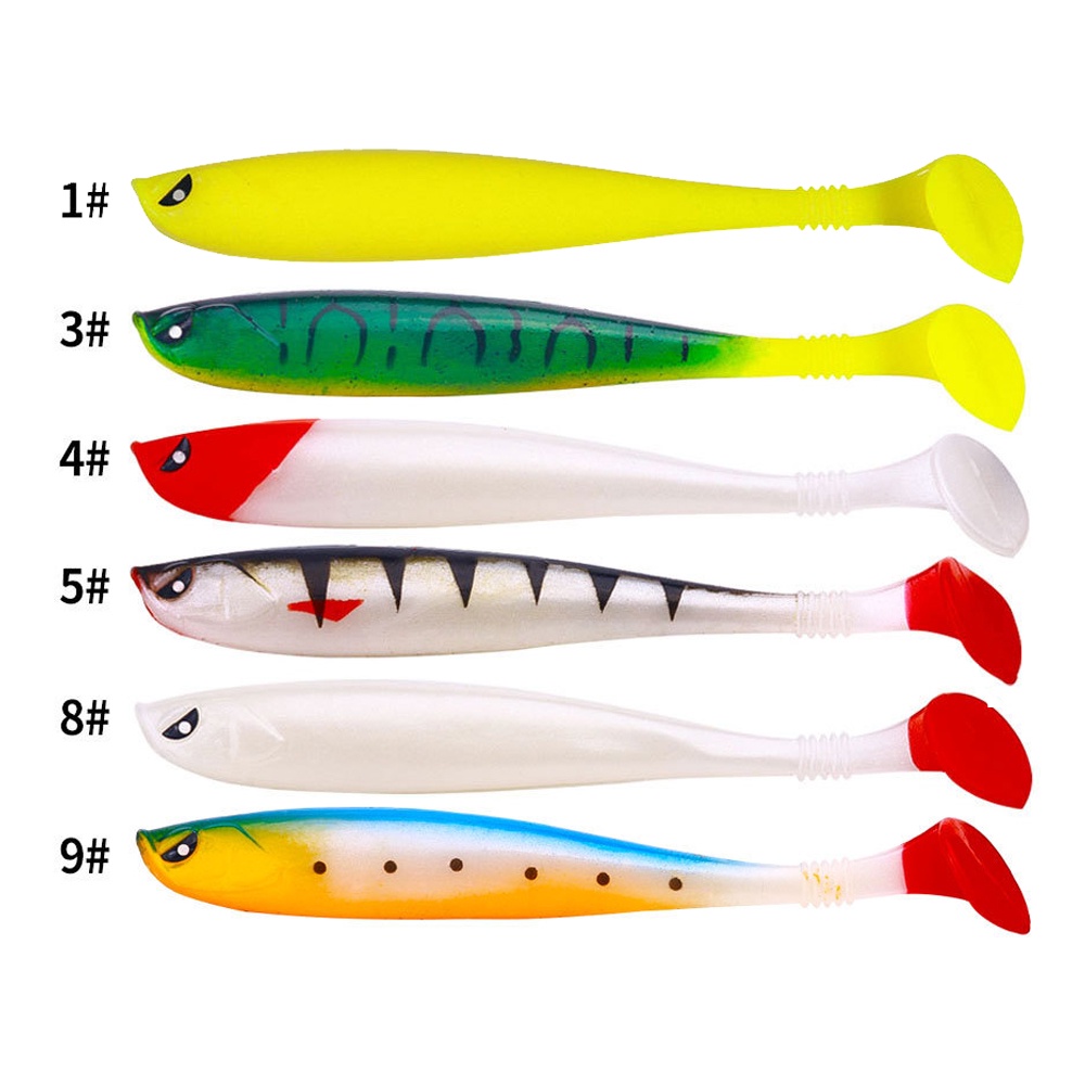 Set 6 Mồi Giả Nhử Cá Bằng Cao Su Mềm 9cm Gắn Kèm Móc Câu